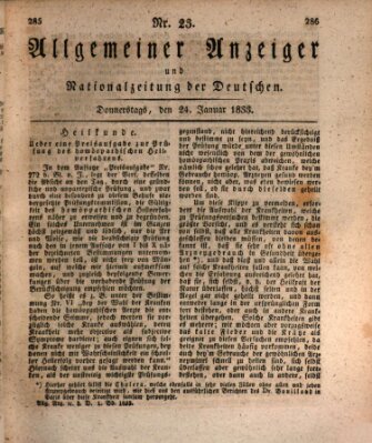 Allgemeiner Anzeiger und Nationalzeitung der Deutschen (Allgemeiner Anzeiger der Deutschen) Donnerstag 24. Januar 1833