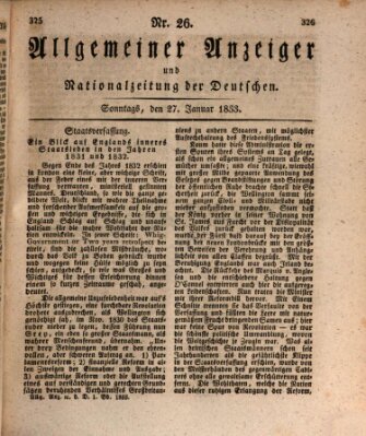 Allgemeiner Anzeiger und Nationalzeitung der Deutschen (Allgemeiner Anzeiger der Deutschen) Sonntag 27. Januar 1833