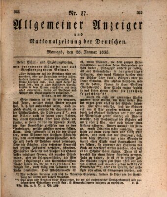 Allgemeiner Anzeiger und Nationalzeitung der Deutschen (Allgemeiner Anzeiger der Deutschen) Montag 28. Januar 1833