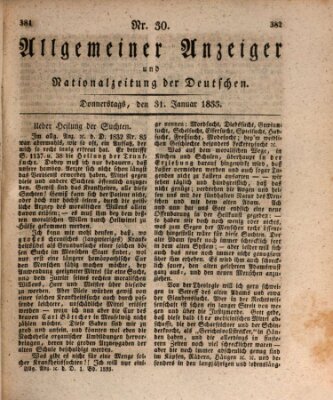 Allgemeiner Anzeiger und Nationalzeitung der Deutschen (Allgemeiner Anzeiger der Deutschen) Donnerstag 31. Januar 1833