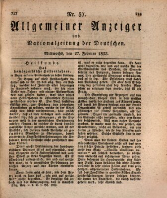 Allgemeiner Anzeiger und Nationalzeitung der Deutschen (Allgemeiner Anzeiger der Deutschen) Mittwoch 27. Februar 1833