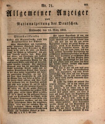 Allgemeiner Anzeiger und Nationalzeitung der Deutschen (Allgemeiner Anzeiger der Deutschen) Mittwoch 13. März 1833