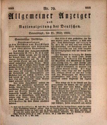 Allgemeiner Anzeiger und Nationalzeitung der Deutschen (Allgemeiner Anzeiger der Deutschen) Donnerstag 21. März 1833