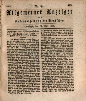 Allgemeiner Anzeiger und Nationalzeitung der Deutschen (Allgemeiner Anzeiger der Deutschen) Dienstag 26. März 1833