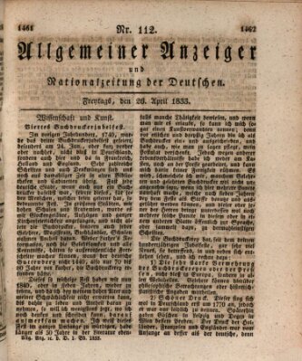 Allgemeiner Anzeiger und Nationalzeitung der Deutschen (Allgemeiner Anzeiger der Deutschen) Freitag 26. April 1833