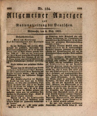 Allgemeiner Anzeiger und Nationalzeitung der Deutschen (Allgemeiner Anzeiger der Deutschen) Mittwoch 8. Mai 1833