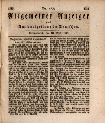 Allgemeiner Anzeiger und Nationalzeitung der Deutschen (Allgemeiner Anzeiger der Deutschen) Samstag 18. Mai 1833