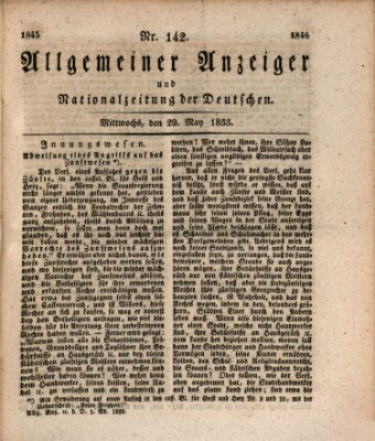 Allgemeiner Anzeiger und Nationalzeitung der Deutschen (Allgemeiner Anzeiger der Deutschen) Mittwoch 29. Mai 1833