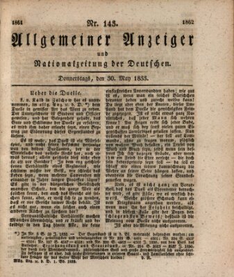 Allgemeiner Anzeiger und Nationalzeitung der Deutschen (Allgemeiner Anzeiger der Deutschen) Donnerstag 30. Mai 1833