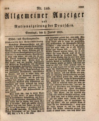 Allgemeiner Anzeiger und Nationalzeitung der Deutschen (Allgemeiner Anzeiger der Deutschen) Sonntag 2. Juni 1833