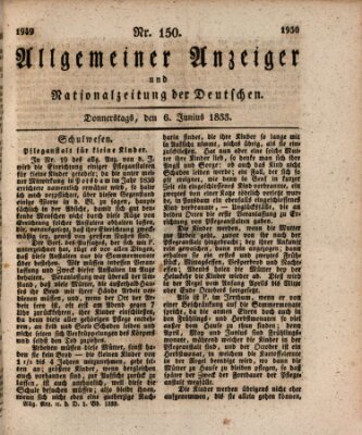 Allgemeiner Anzeiger und Nationalzeitung der Deutschen (Allgemeiner Anzeiger der Deutschen) Donnerstag 6. Juni 1833