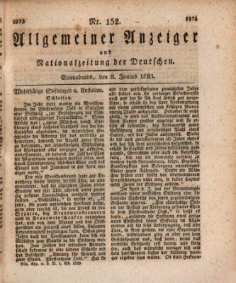 Allgemeiner Anzeiger und Nationalzeitung der Deutschen (Allgemeiner Anzeiger der Deutschen) Samstag 8. Juni 1833