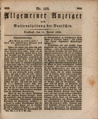 Allgemeiner Anzeiger und Nationalzeitung der Deutschen (Allgemeiner Anzeiger der Deutschen) Dienstag 11. Juni 1833