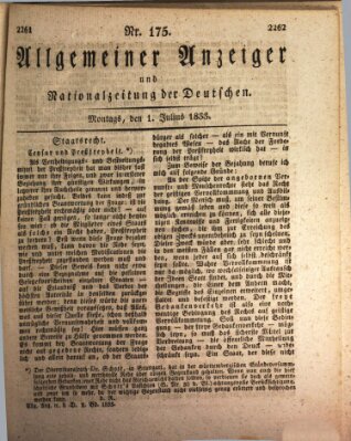 Allgemeiner Anzeiger und Nationalzeitung der Deutschen (Allgemeiner Anzeiger der Deutschen) Montag 1. Juli 1833