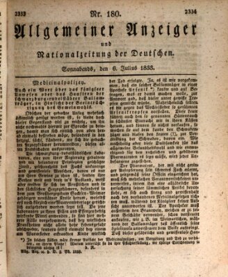 Allgemeiner Anzeiger und Nationalzeitung der Deutschen (Allgemeiner Anzeiger der Deutschen) Samstag 6. Juli 1833