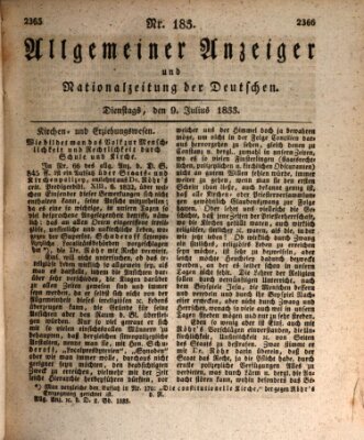 Allgemeiner Anzeiger und Nationalzeitung der Deutschen (Allgemeiner Anzeiger der Deutschen) Dienstag 9. Juli 1833