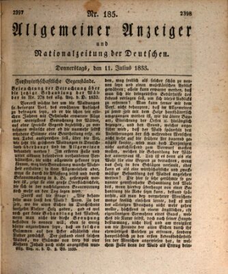 Allgemeiner Anzeiger und Nationalzeitung der Deutschen (Allgemeiner Anzeiger der Deutschen) Donnerstag 11. Juli 1833