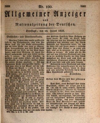 Allgemeiner Anzeiger und Nationalzeitung der Deutschen (Allgemeiner Anzeiger der Deutschen) Dienstag 16. Juli 1833