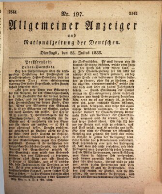 Allgemeiner Anzeiger und Nationalzeitung der Deutschen (Allgemeiner Anzeiger der Deutschen) Dienstag 23. Juli 1833