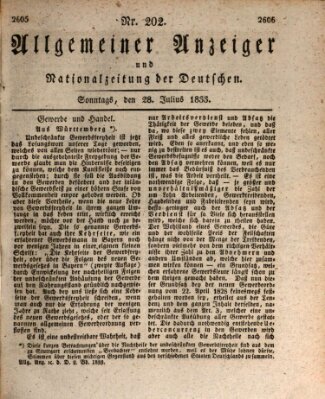 Allgemeiner Anzeiger und Nationalzeitung der Deutschen (Allgemeiner Anzeiger der Deutschen) Sonntag 28. Juli 1833