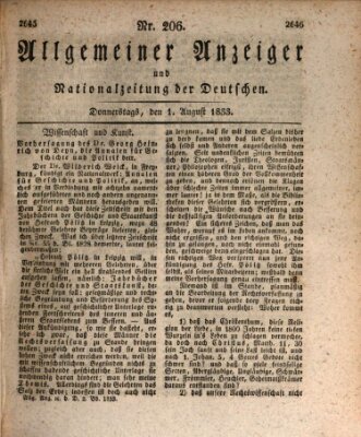 Allgemeiner Anzeiger und Nationalzeitung der Deutschen (Allgemeiner Anzeiger der Deutschen) Donnerstag 1. August 1833