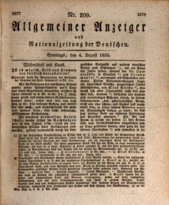 Allgemeiner Anzeiger und Nationalzeitung der Deutschen (Allgemeiner Anzeiger der Deutschen) Sonntag 4. August 1833