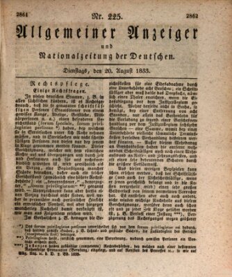 Allgemeiner Anzeiger und Nationalzeitung der Deutschen (Allgemeiner Anzeiger der Deutschen) Dienstag 20. August 1833