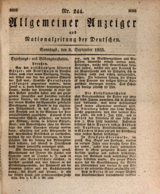 Allgemeiner Anzeiger und Nationalzeitung der Deutschen (Allgemeiner Anzeiger der Deutschen) Sonntag 8. September 1833