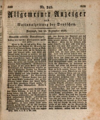 Allgemeiner Anzeiger und Nationalzeitung der Deutschen (Allgemeiner Anzeiger der Deutschen) Freitag 13. September 1833