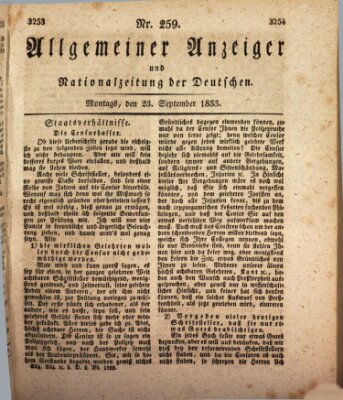 Allgemeiner Anzeiger und Nationalzeitung der Deutschen (Allgemeiner Anzeiger der Deutschen) Montag 23. September 1833