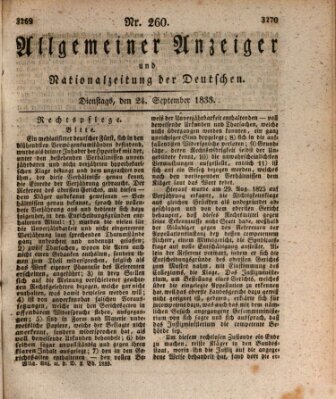 Allgemeiner Anzeiger und Nationalzeitung der Deutschen (Allgemeiner Anzeiger der Deutschen) Dienstag 24. September 1833