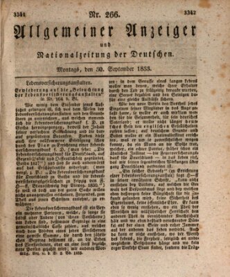 Allgemeiner Anzeiger und Nationalzeitung der Deutschen (Allgemeiner Anzeiger der Deutschen) Montag 30. September 1833