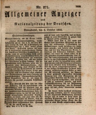 Allgemeiner Anzeiger und Nationalzeitung der Deutschen (Allgemeiner Anzeiger der Deutschen) Samstag 5. Oktober 1833