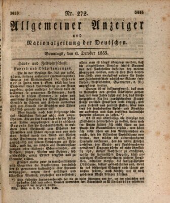 Allgemeiner Anzeiger und Nationalzeitung der Deutschen (Allgemeiner Anzeiger der Deutschen) Sonntag 6. Oktober 1833