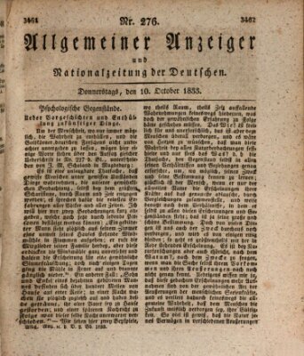 Allgemeiner Anzeiger und Nationalzeitung der Deutschen (Allgemeiner Anzeiger der Deutschen) Donnerstag 10. Oktober 1833