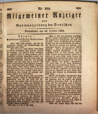 Allgemeiner Anzeiger und Nationalzeitung der Deutschen (Allgemeiner Anzeiger der Deutschen) Samstag 26. Oktober 1833