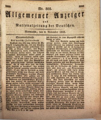 Allgemeiner Anzeiger und Nationalzeitung der Deutschen (Allgemeiner Anzeiger der Deutschen) Mittwoch 6. November 1833