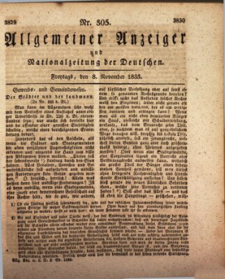 Allgemeiner Anzeiger und Nationalzeitung der Deutschen (Allgemeiner Anzeiger der Deutschen) Freitag 8. November 1833