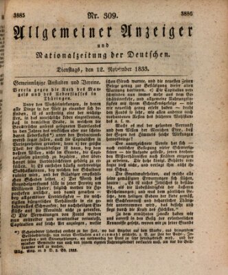 Allgemeiner Anzeiger und Nationalzeitung der Deutschen (Allgemeiner Anzeiger der Deutschen) Dienstag 12. November 1833