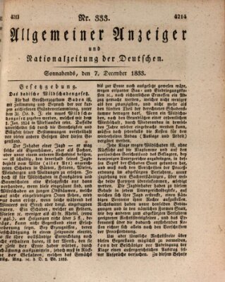 Allgemeiner Anzeiger und Nationalzeitung der Deutschen (Allgemeiner Anzeiger der Deutschen) Samstag 7. Dezember 1833