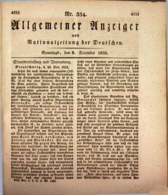 Allgemeiner Anzeiger und Nationalzeitung der Deutschen (Allgemeiner Anzeiger der Deutschen) Sonntag 8. Dezember 1833