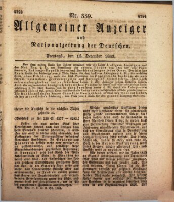 Allgemeiner Anzeiger und Nationalzeitung der Deutschen (Allgemeiner Anzeiger der Deutschen) Freitag 13. Dezember 1833