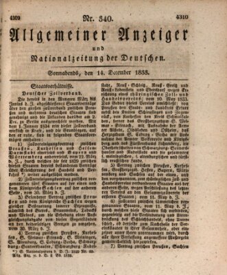 Allgemeiner Anzeiger und Nationalzeitung der Deutschen (Allgemeiner Anzeiger der Deutschen) Samstag 14. Dezember 1833