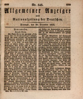 Allgemeiner Anzeiger und Nationalzeitung der Deutschen (Allgemeiner Anzeiger der Deutschen) Freitag 20. Dezember 1833