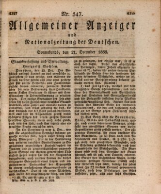Allgemeiner Anzeiger und Nationalzeitung der Deutschen (Allgemeiner Anzeiger der Deutschen) Samstag 21. Dezember 1833