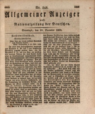 Allgemeiner Anzeiger und Nationalzeitung der Deutschen (Allgemeiner Anzeiger der Deutschen) Sonntag 22. Dezember 1833