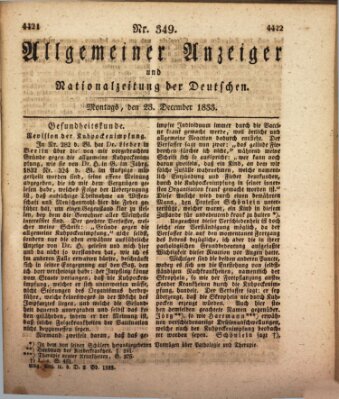 Allgemeiner Anzeiger und Nationalzeitung der Deutschen (Allgemeiner Anzeiger der Deutschen) Montag 23. Dezember 1833