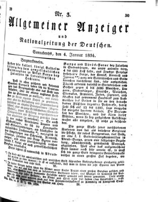 Allgemeiner Anzeiger und Nationalzeitung der Deutschen (Allgemeiner Anzeiger der Deutschen) Samstag 4. Januar 1834