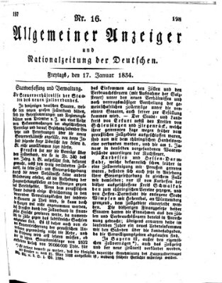 Allgemeiner Anzeiger und Nationalzeitung der Deutschen (Allgemeiner Anzeiger der Deutschen) Freitag 17. Januar 1834