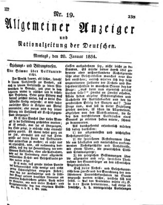 Allgemeiner Anzeiger und Nationalzeitung der Deutschen (Allgemeiner Anzeiger der Deutschen) Montag 20. Januar 1834